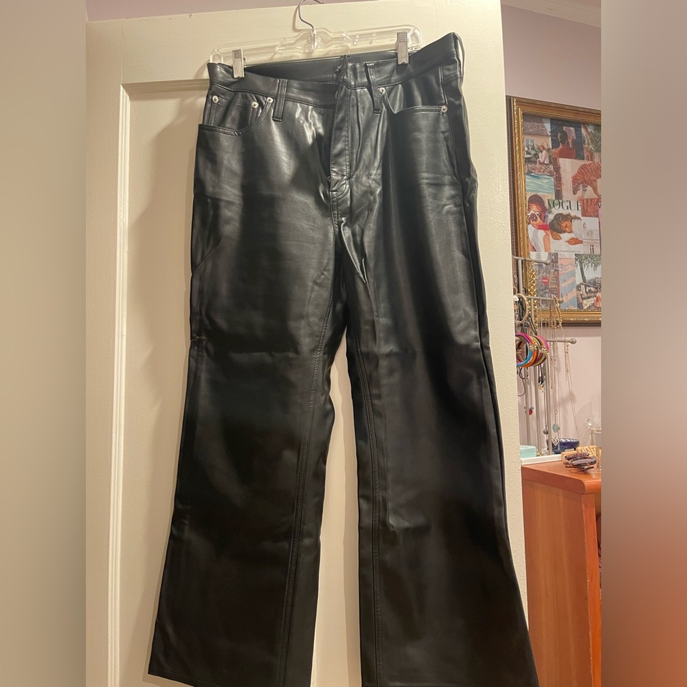 J Crew black faux leather pants